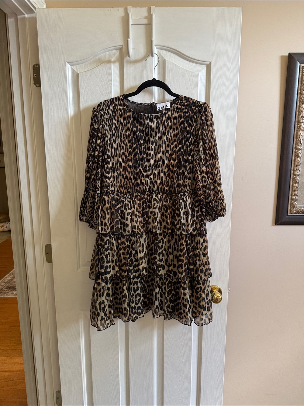 🌸 Ganni |  Leopard Tiered Mini Dress - Brown & Black